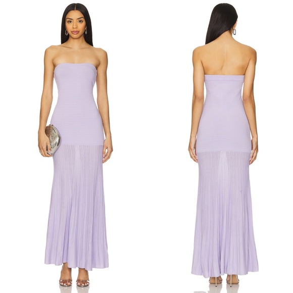 Line & Dot Arlo Tube Dress in Lilac Purple Pleated Strapless Size XS NWOT - Picture 2 of 10